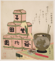 Totoya%20Hokkei%2C%20%3Cb%3E%3Ci%3E%20Kegs%20of%20soy%20sauce%20and%20a%20brazier%20with%20dragon%20motif%3C%2Fi%3E%3C%2Fb%3E%2C%201832%3B%20year%20of%20the%20dragon%2C%20color%20woodblock%20print%20with%20metallic%20pigments%20and%20embossing%20on%20paper%3B%20shikishiban%20surimono%2C%20The%20Mary%20Andrews%20Ladd%20Collection%2C%20public%20domain%2C%2032.670